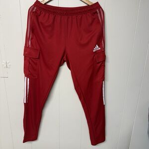 Adidas Aeroready Tiro Cargo Track Pants Tapered Zippered Soccer HC7705 Red Men L